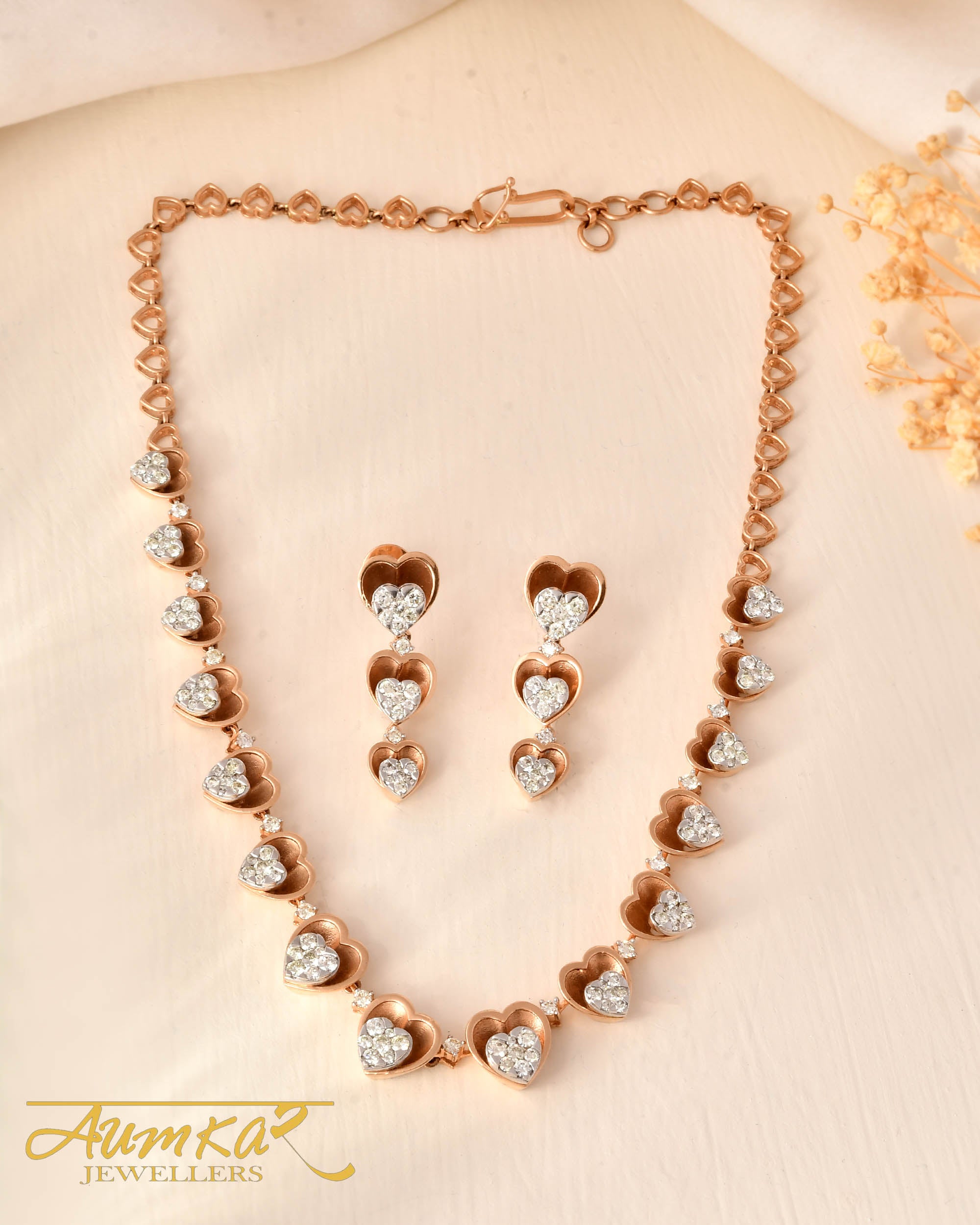 Diamond Embrace: Heart Necklace With Sparkling Round Diamonds In Pressure Setting