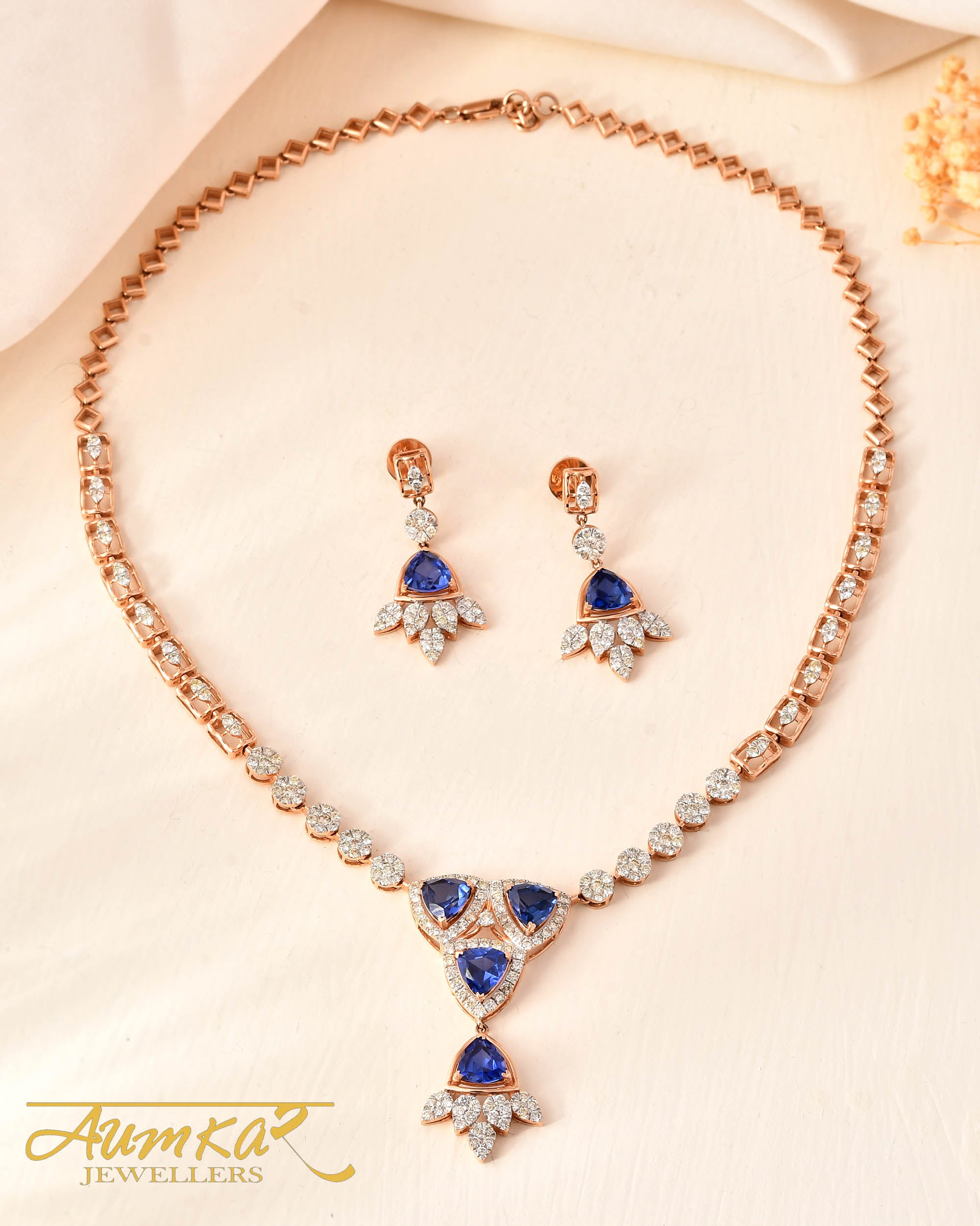 Blue Mirage: Luxurious Diamond & Blue Stone Set In Modern Pressure Setting