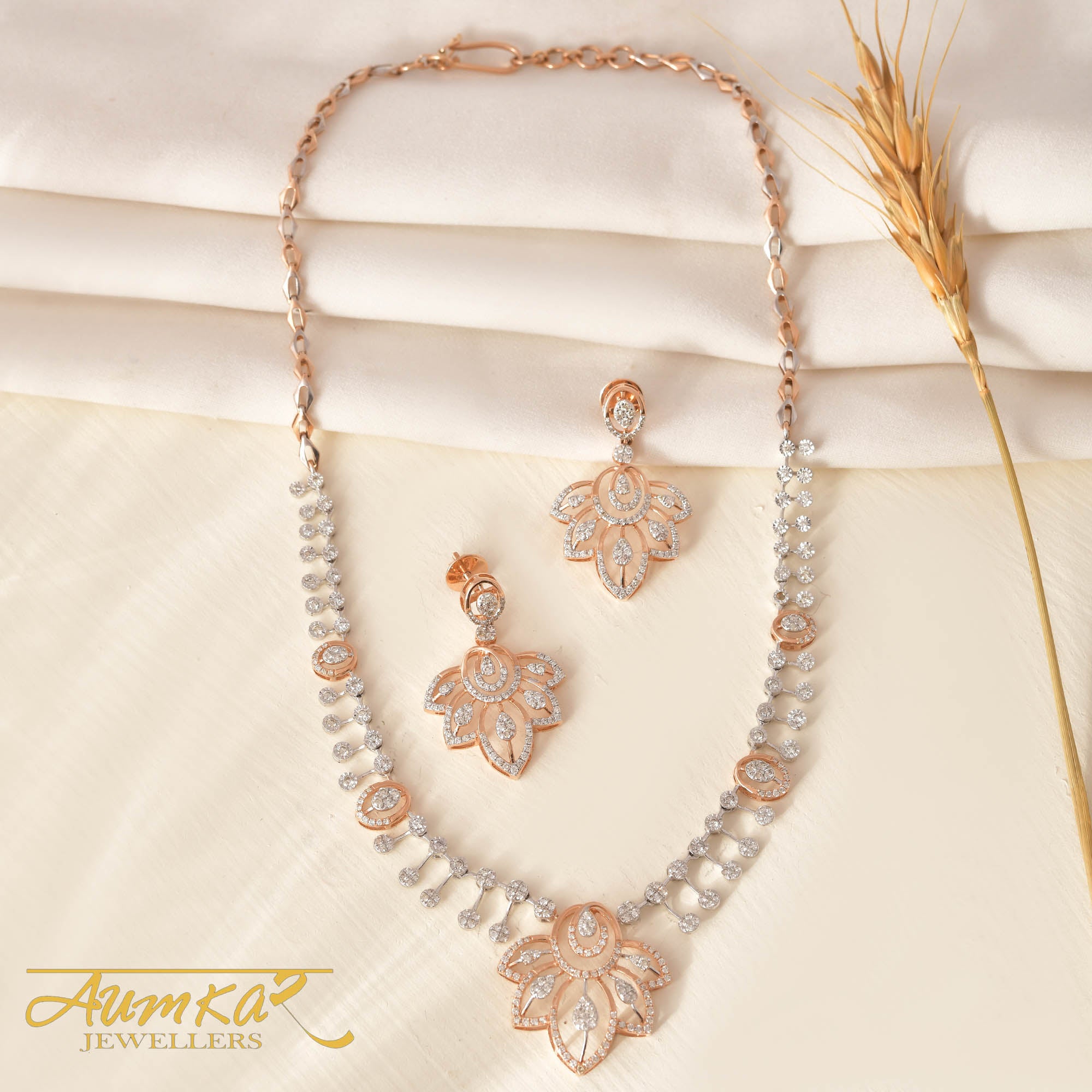 Blooming Luxury: Floral Diamond Necklace Set In Miraculous Miracle Setting