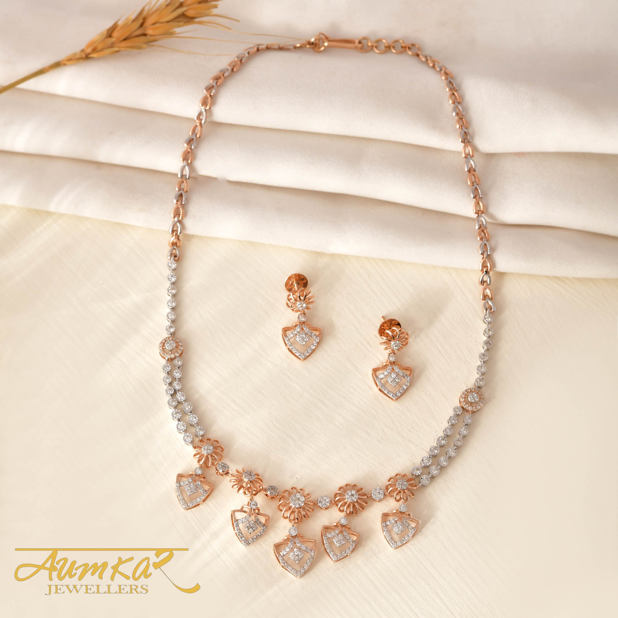 Swaying Sparkle: Luxury Dangling Necklace And Earrings Designer Set